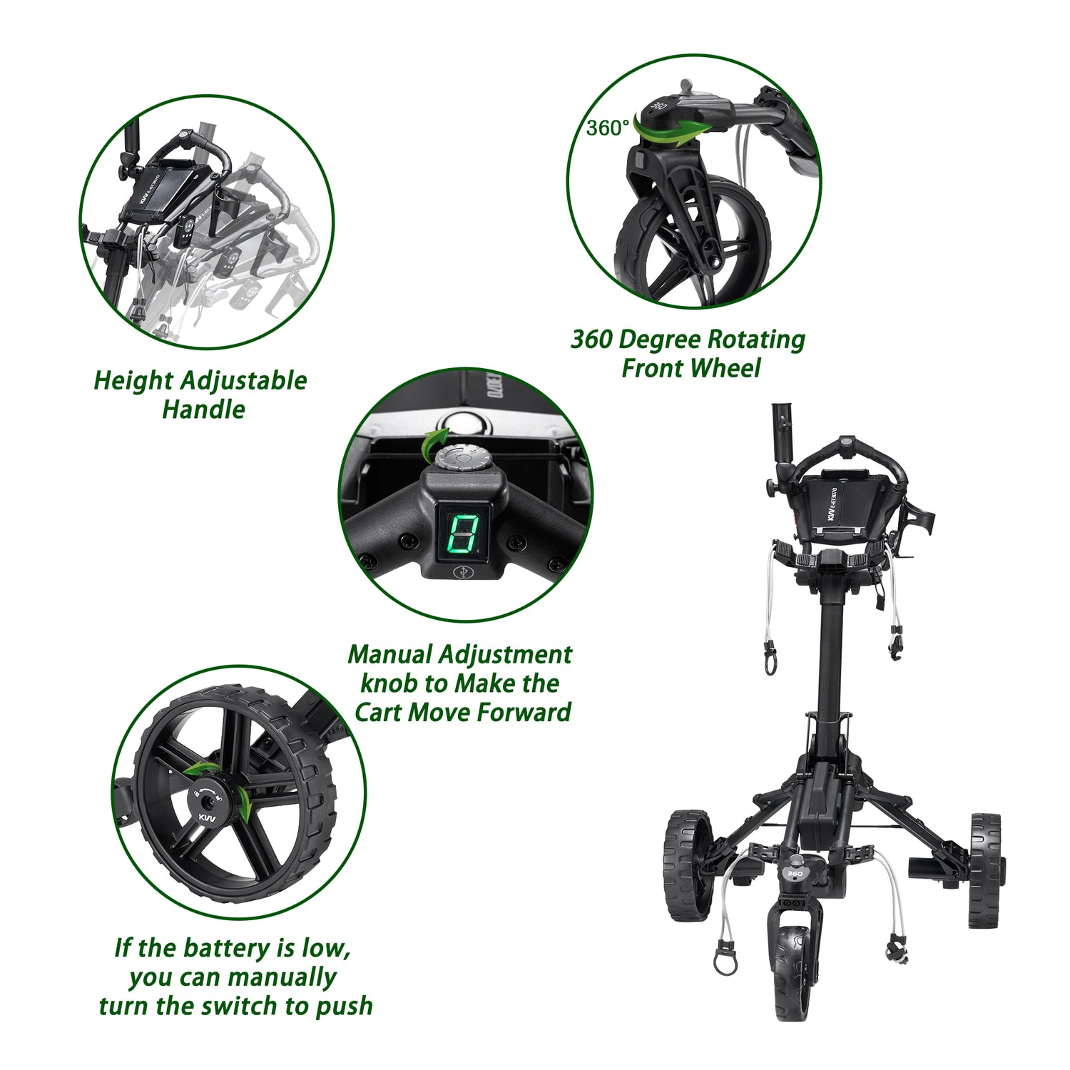 KVV Electric Golf Push Cart with Remote Control