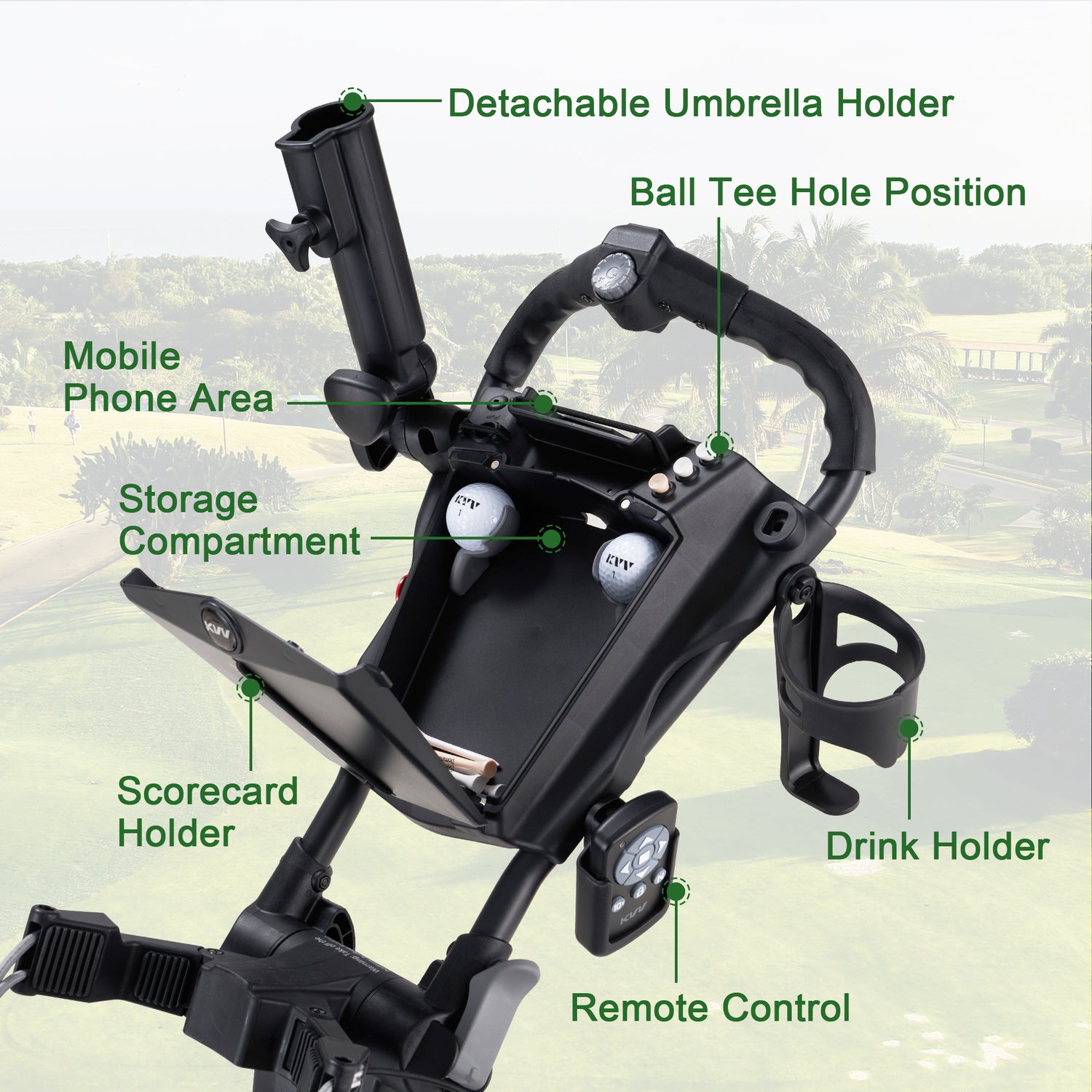 KVV Electric Golf Push Cart with Remote Control