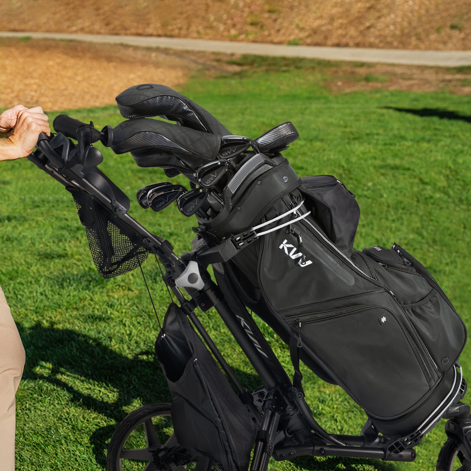 Top-Moded Organizer Cart Bag, Premium Silent Golf Bag with Dual Handles, 14 Club Locking Slots for Men