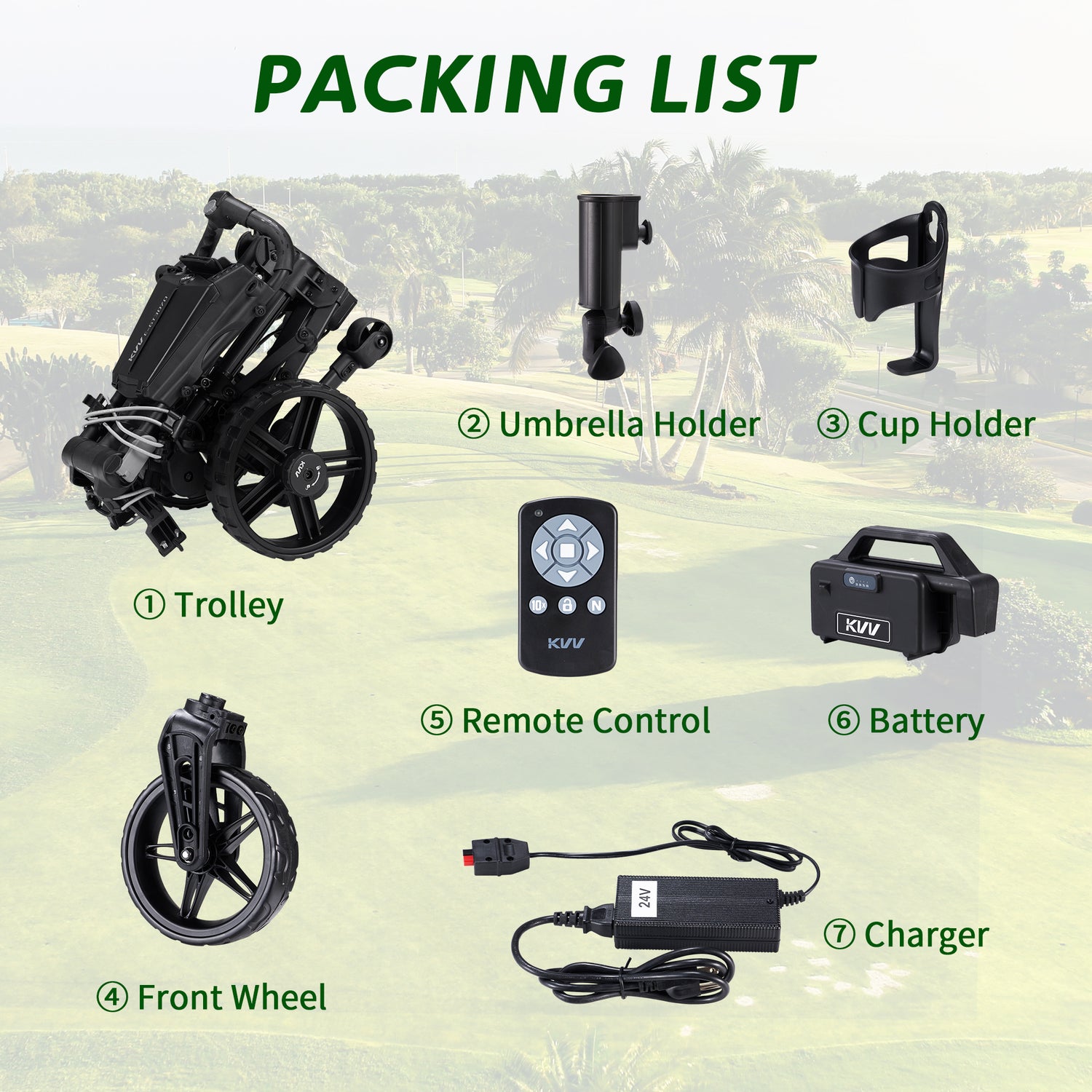 KVV Electric Golf Push Cart with Remote Control