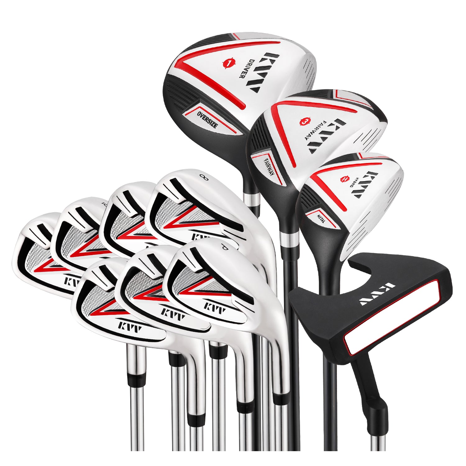 KVV 11-Club Complete Set, Men's Golf Clubs Package Set, with Stand Bag, 5~P# Irons, Right Handed