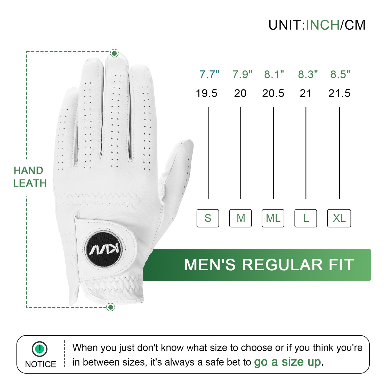 KVV Cabretta Leather Golf Gloves for Men