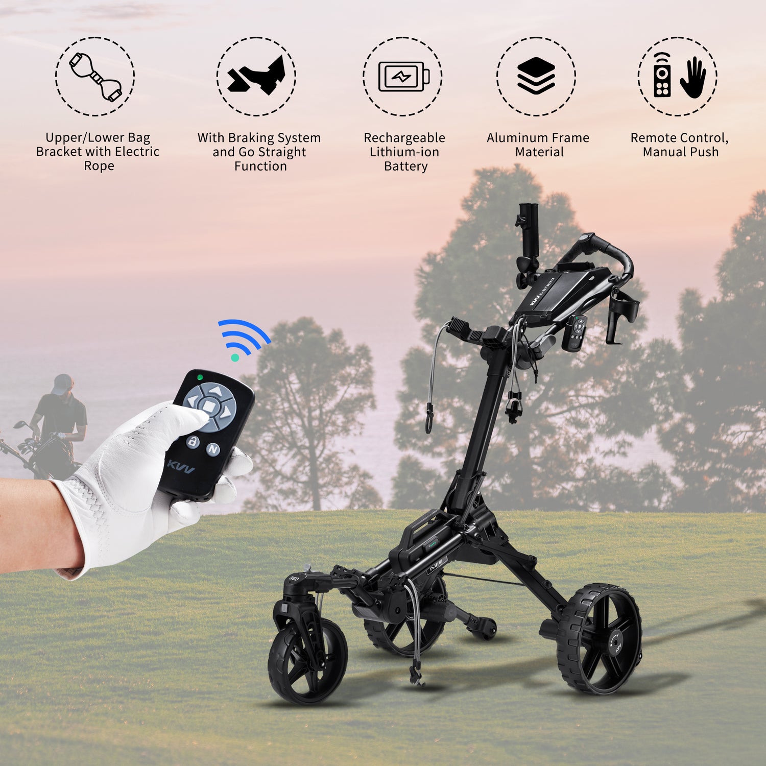 KVV Electric Golf Push Cart with Remote Control