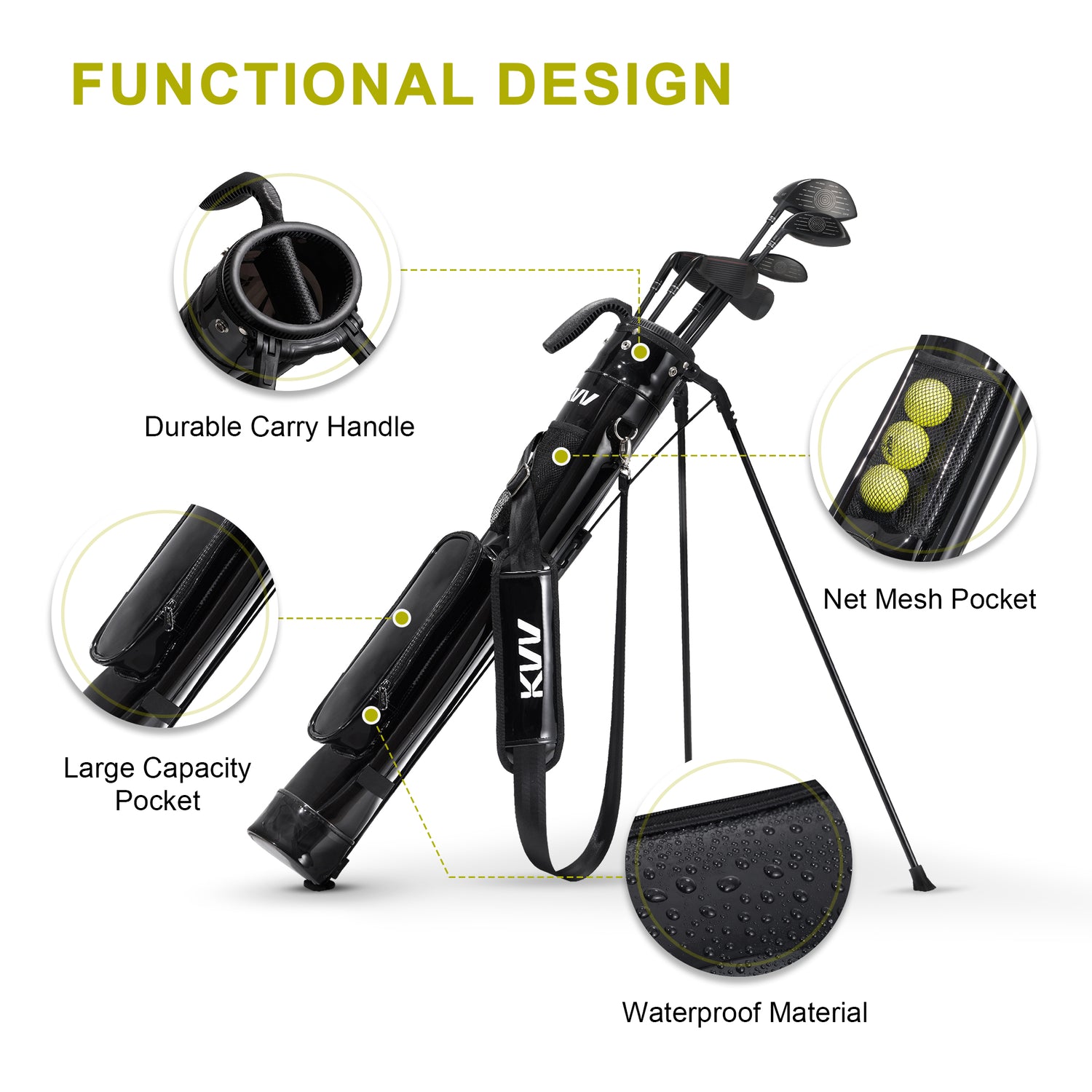 KVV Lightweight Sunday Golf Stand Bag, Colorful Fashion Pitch and Putt Golf Bag