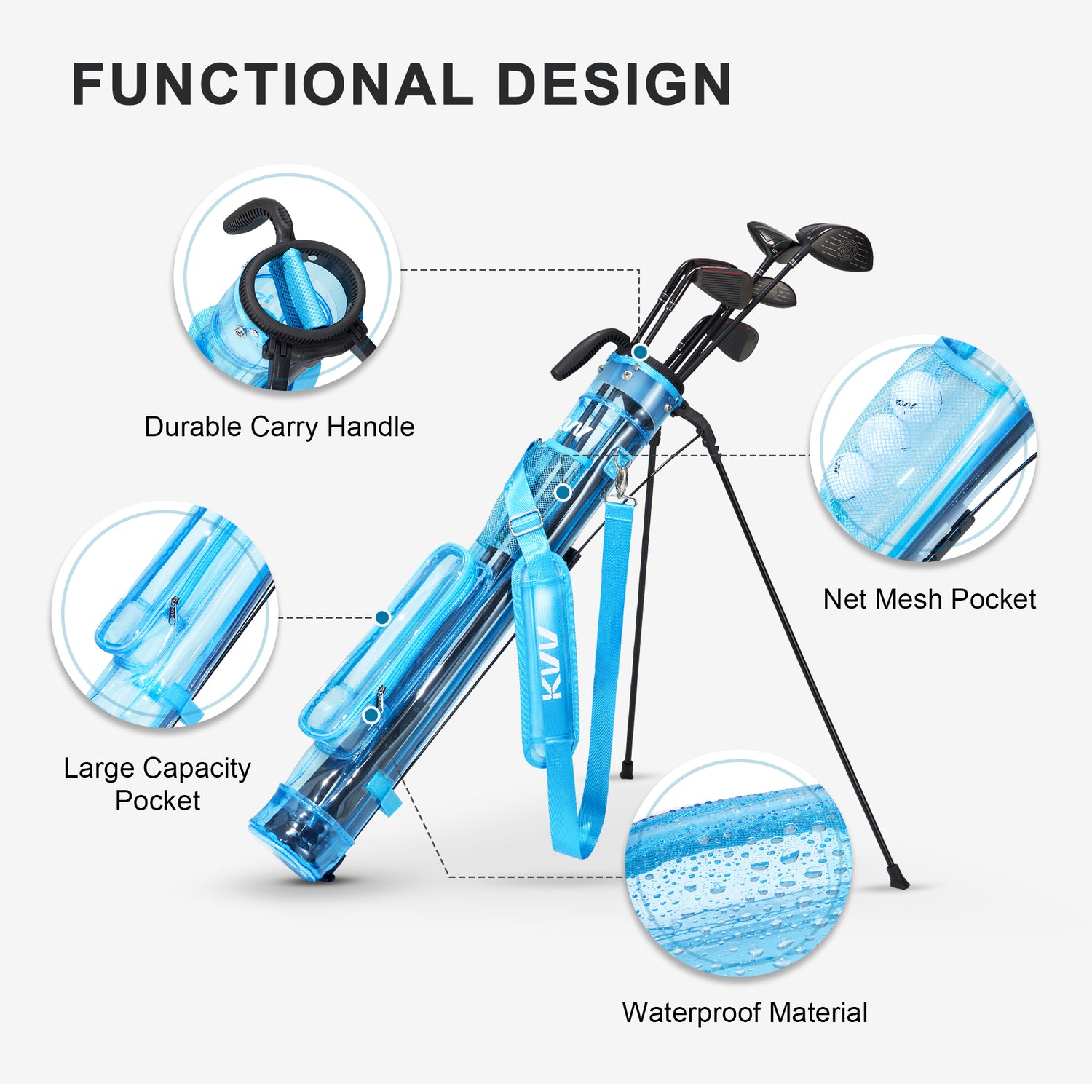 KVV Lightweight Sunday Golf Stand Bag, Colorful Fashion Pitch and Putt Golf Bag