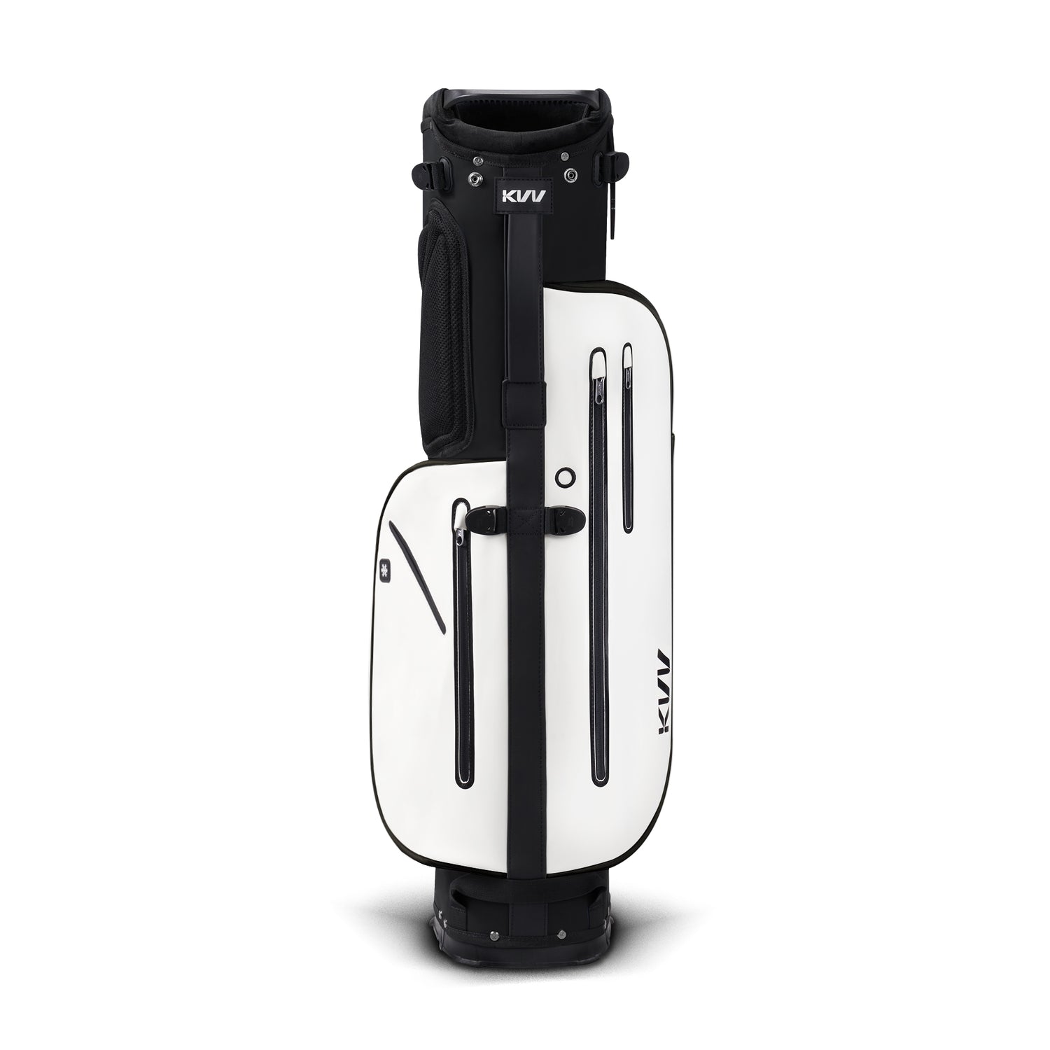 Black vintage style golf stand bag PU leather 4 pockets including fleece-lined valuables