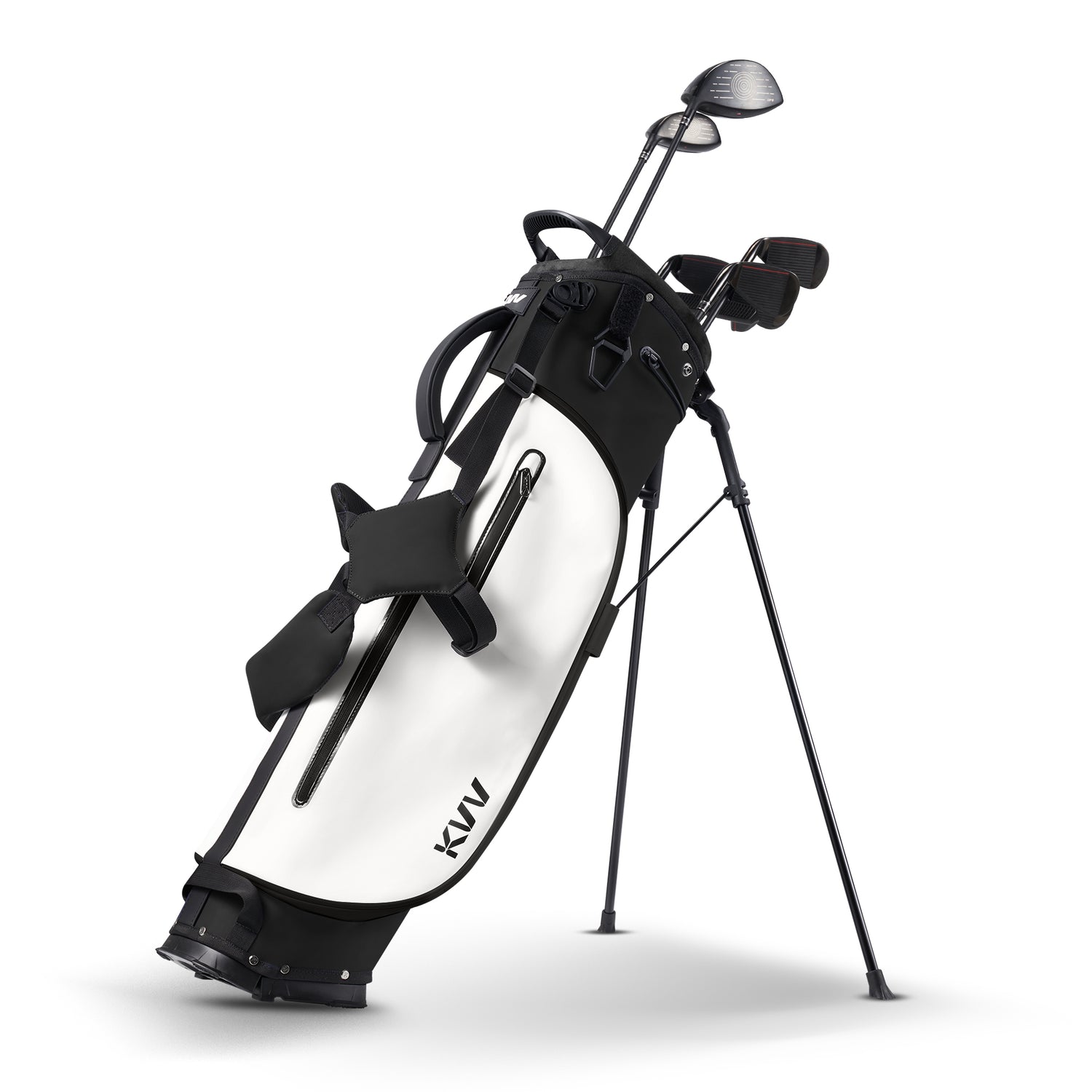Black 4-pocket golf stand bag with insulated drink holder for 18-hole rounds