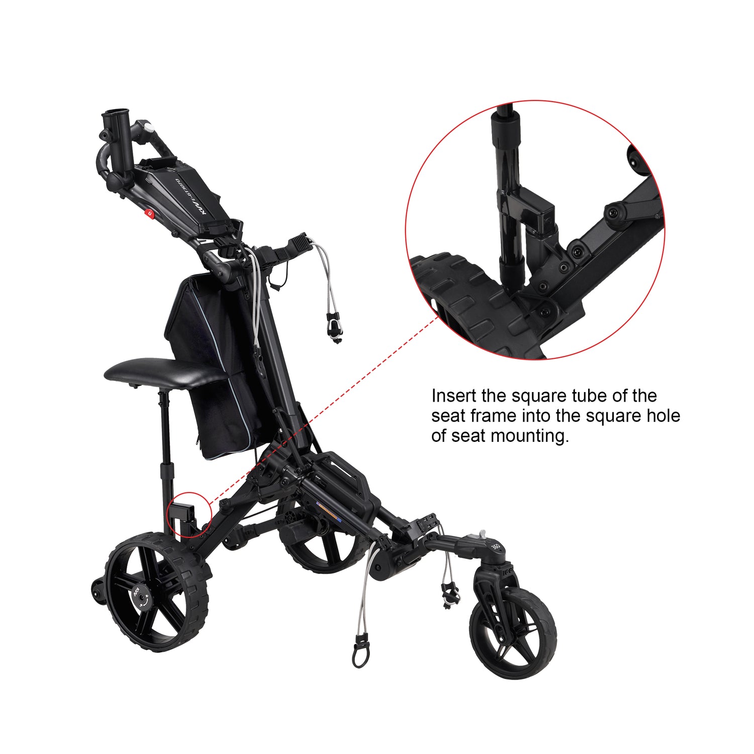 KVV Golf Push-Pull Cart Removable/Detachable Seat E-GT3070