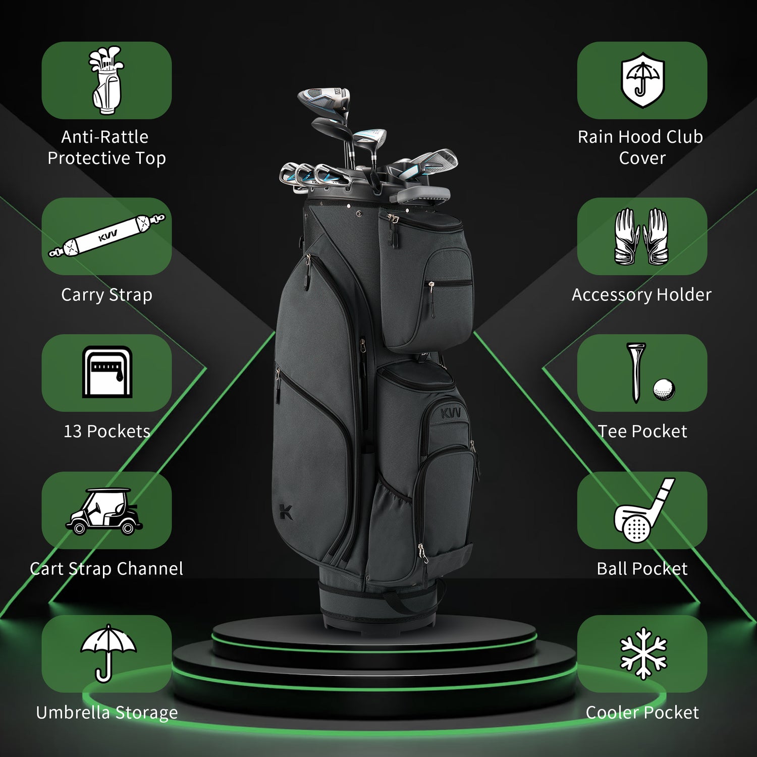 KVV 14 Way Top-Molded Organizer Cart Bag