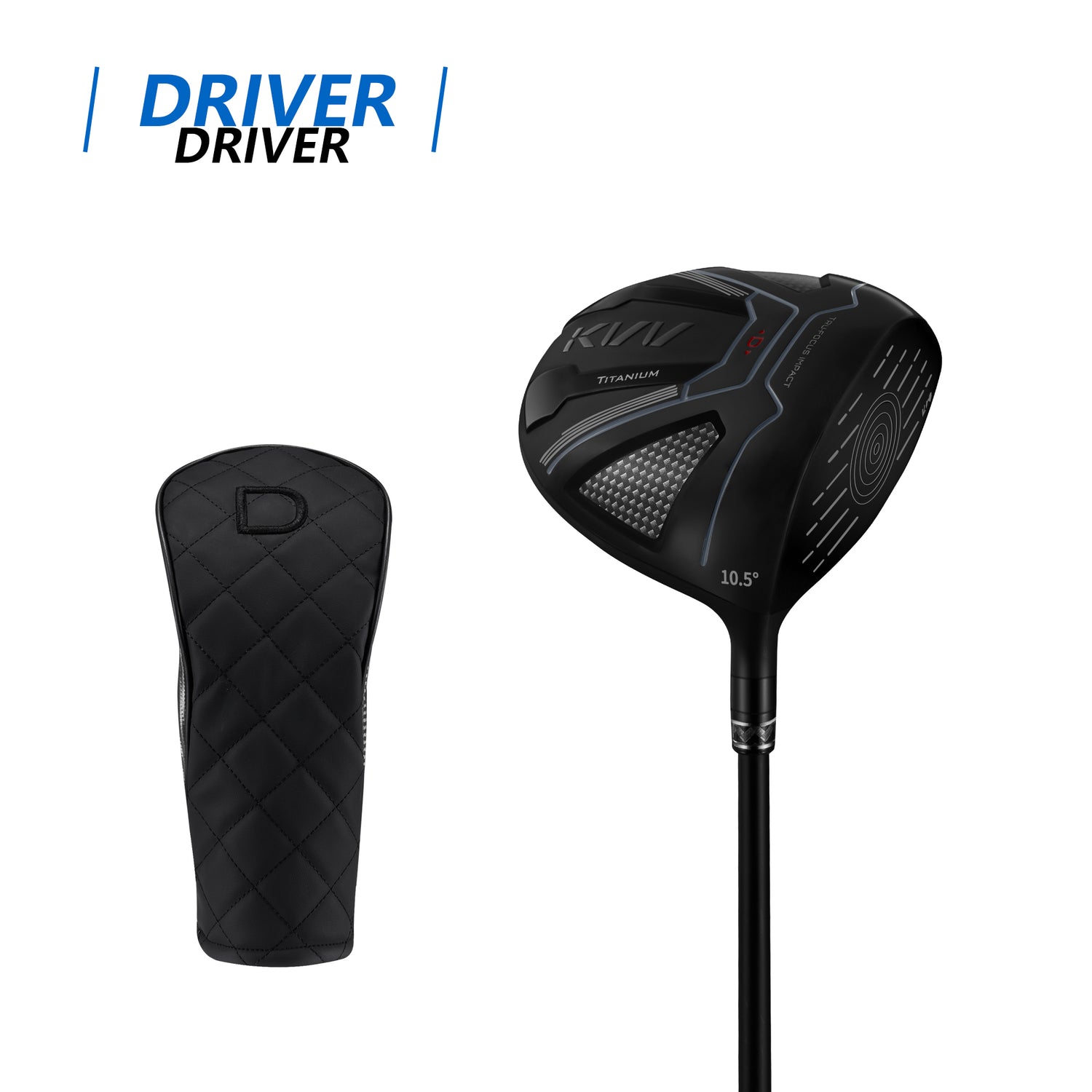 KVV Golf Driver for Man and Woman, Titanium Driver with Headcover, Right Handed Club Includes Headcover