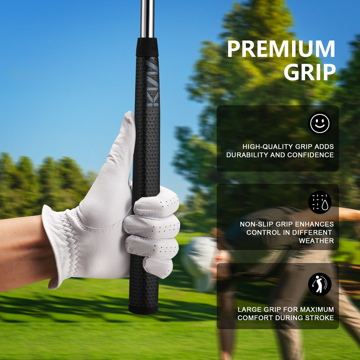 KVV Golf Putter for Man & Women, Right-Handed Golf Club Putter with Alignment Aid, Premium Grip and CNC Milled Face