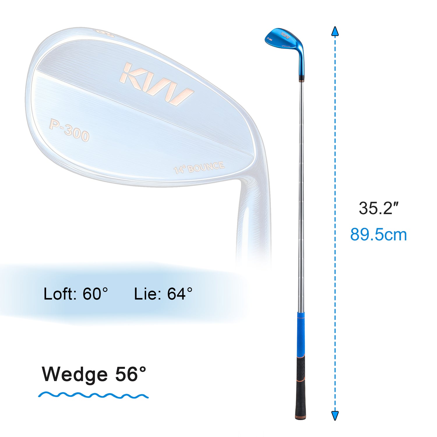 KVV Premium Golf Wedges with Ionized Blue PVD Finish - 52/56/60 Degree 3-Wedge Golf Set-Right-Handed, CNC Milled Face, Wedge Set for Men & Women