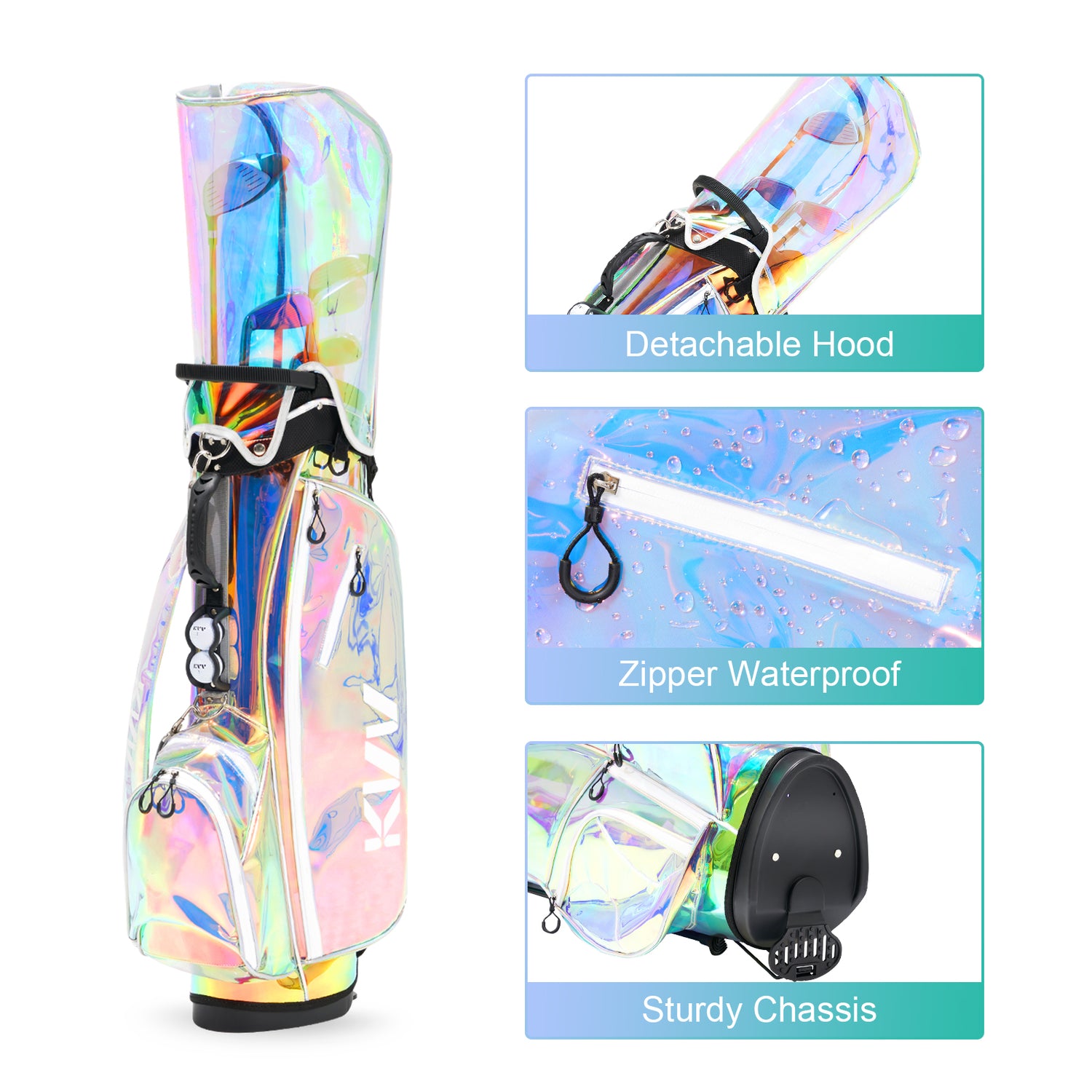 KVV Fashion Golf Stand Bag Clear Holographic Colourful