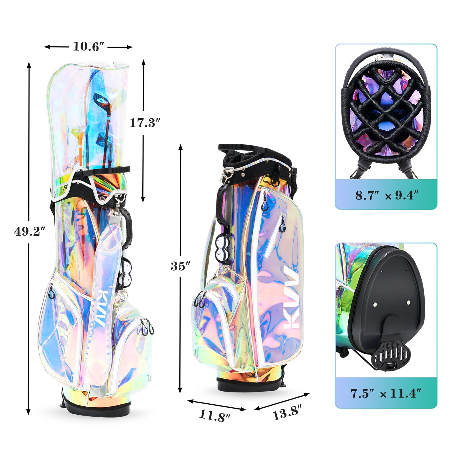 KVV Fashion Golf Stand Bag Clear Holographic Colourful