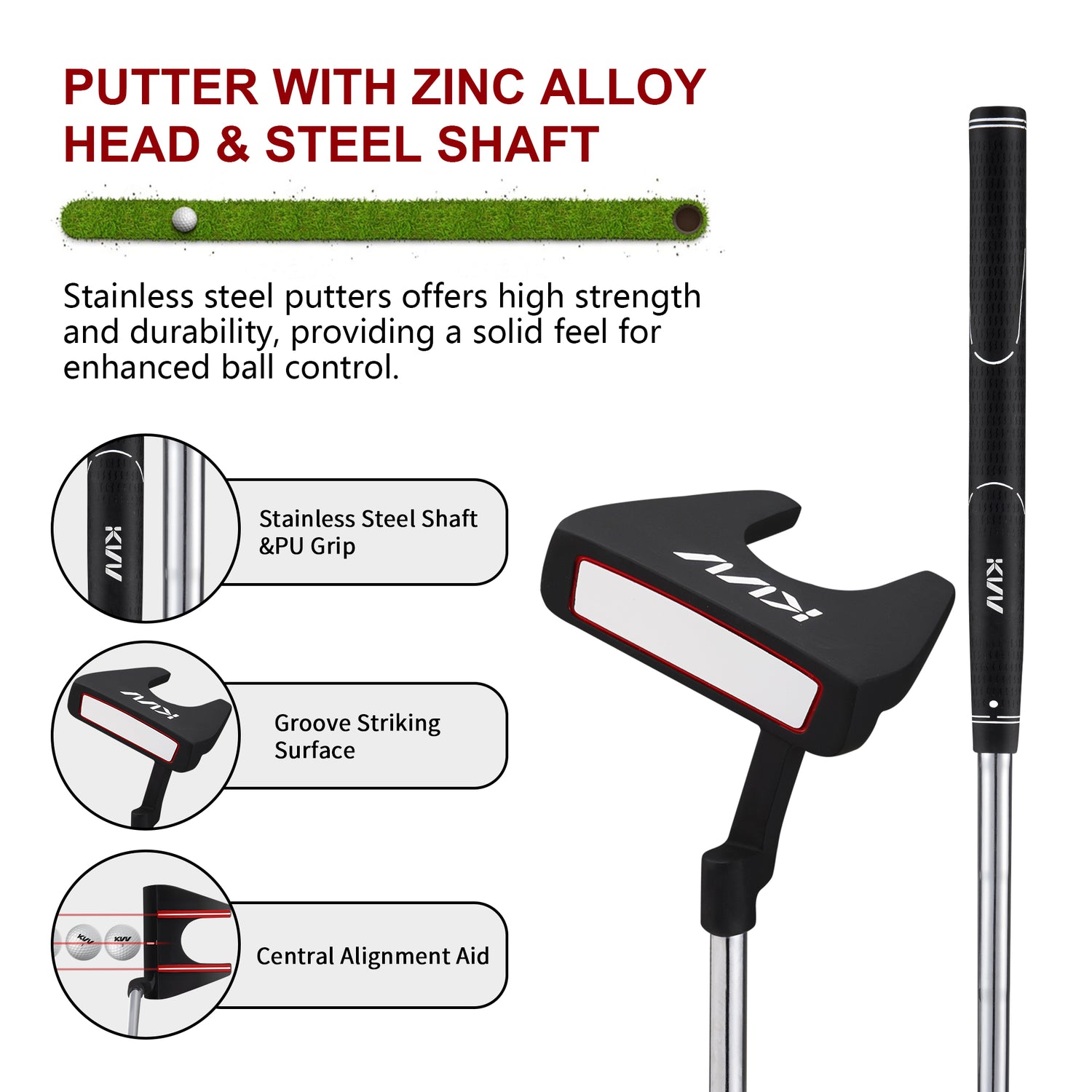 KVV Men's Golf Clubs Package Set, 11-Club Complete Set Without Stand Bag/7-Piece Irons (5~P#), Left Handed