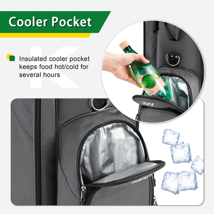 Including a insulated cooler pocket to keep your drinks cold