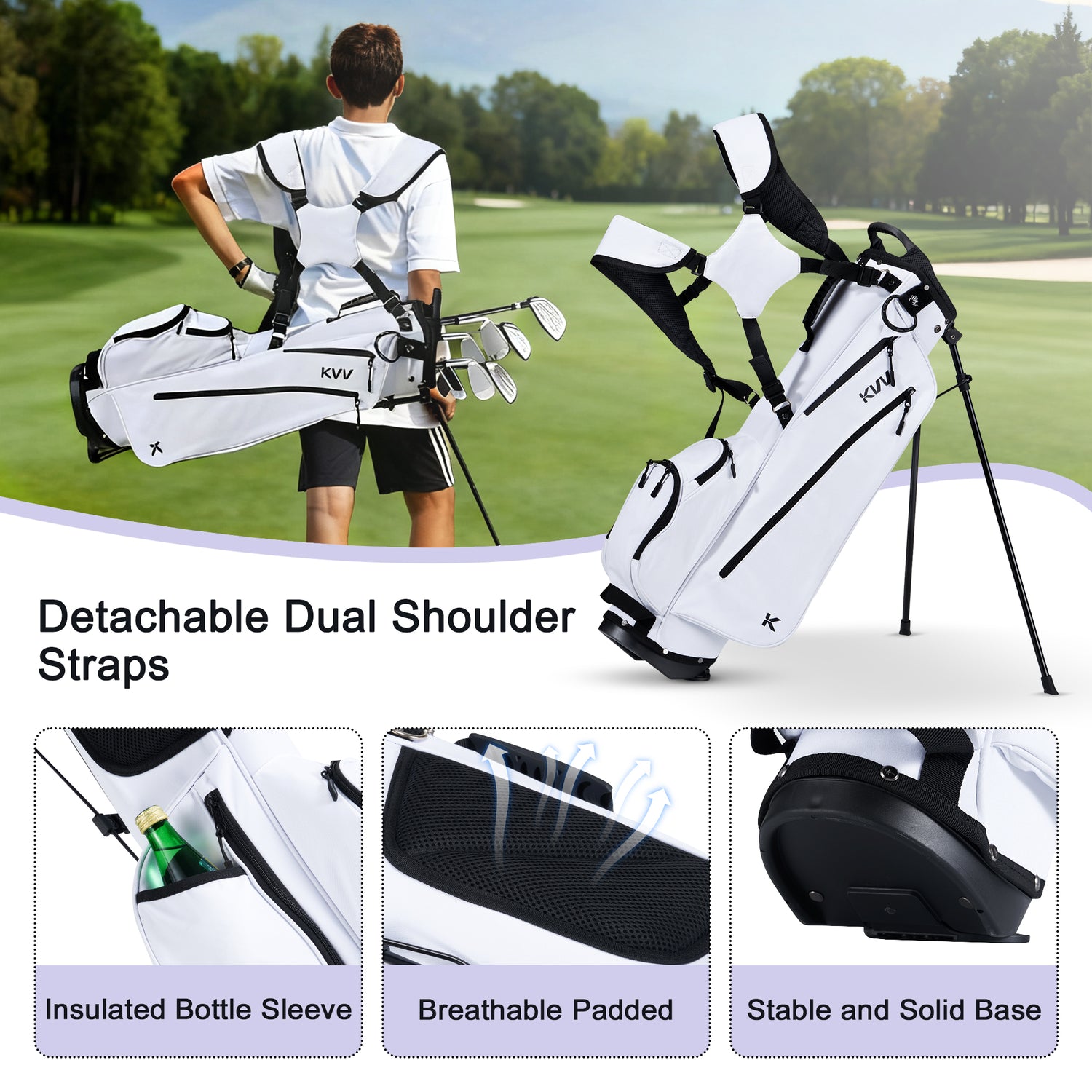 KVV Junior Golf Bag, Lightweight Golf Stand Bag for Young Players for Ages 12 and Up