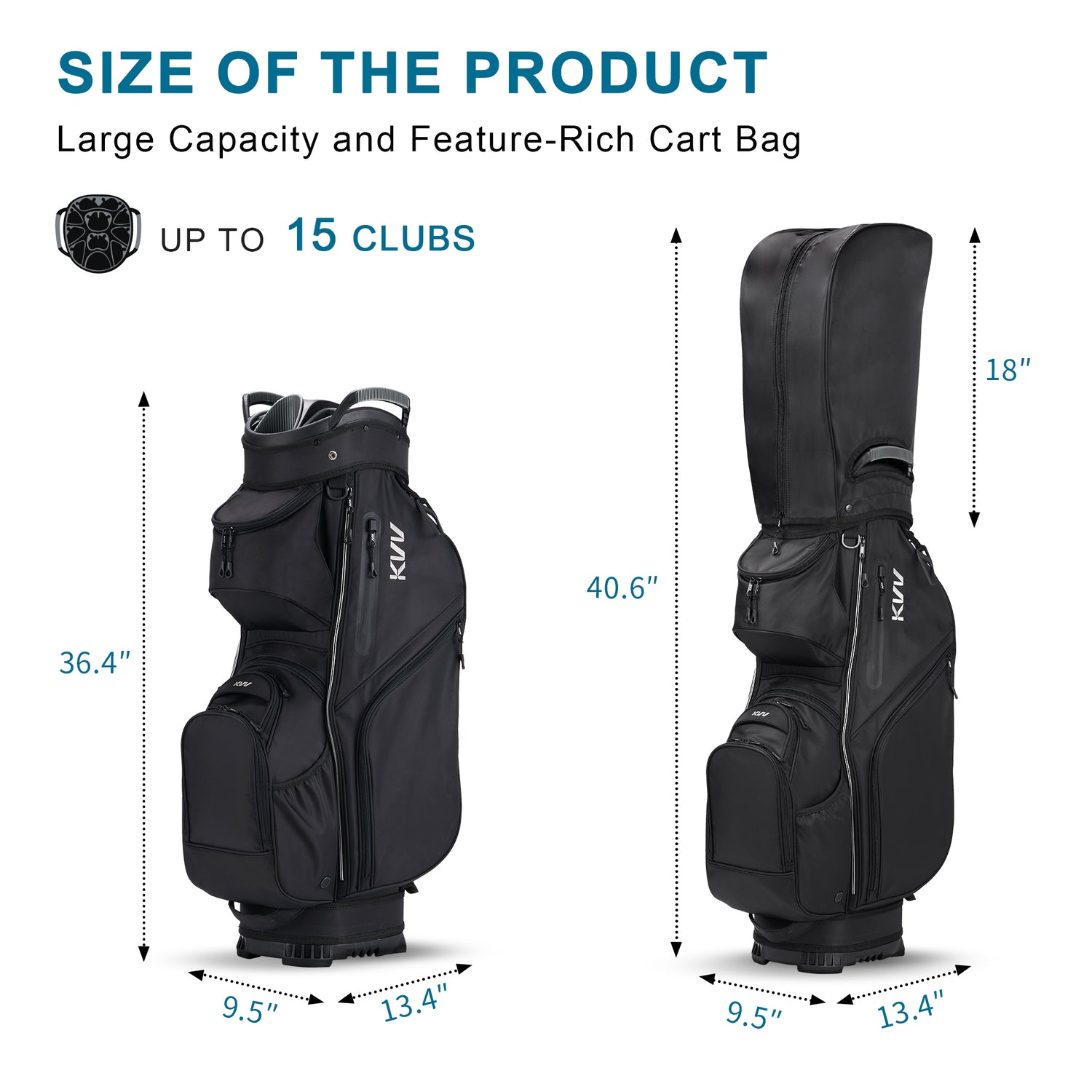 Top-Moded Organizer Cart Bag, Premium Silent Golf Bag with Dual Handles, 14 Club Locking Slots for Men