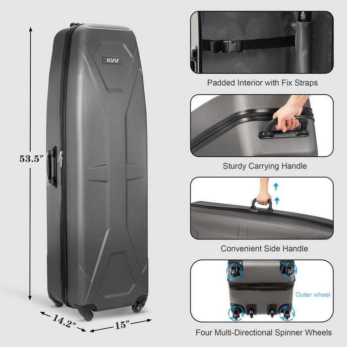 The outer shell of the hard-sided golf travel case is made from high-quality ABS, which is known for its durability and strength, impact resistance.