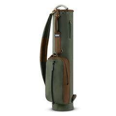 Olive green vintage PU leather golf bag with 2 pockets military retro style