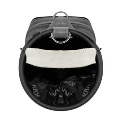 Sturdy handle and strap detail on classic 3-pocket PU leather golf bag