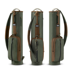 Olive drab vintage golf bag 2 pockets durable PU for all weather rounds
