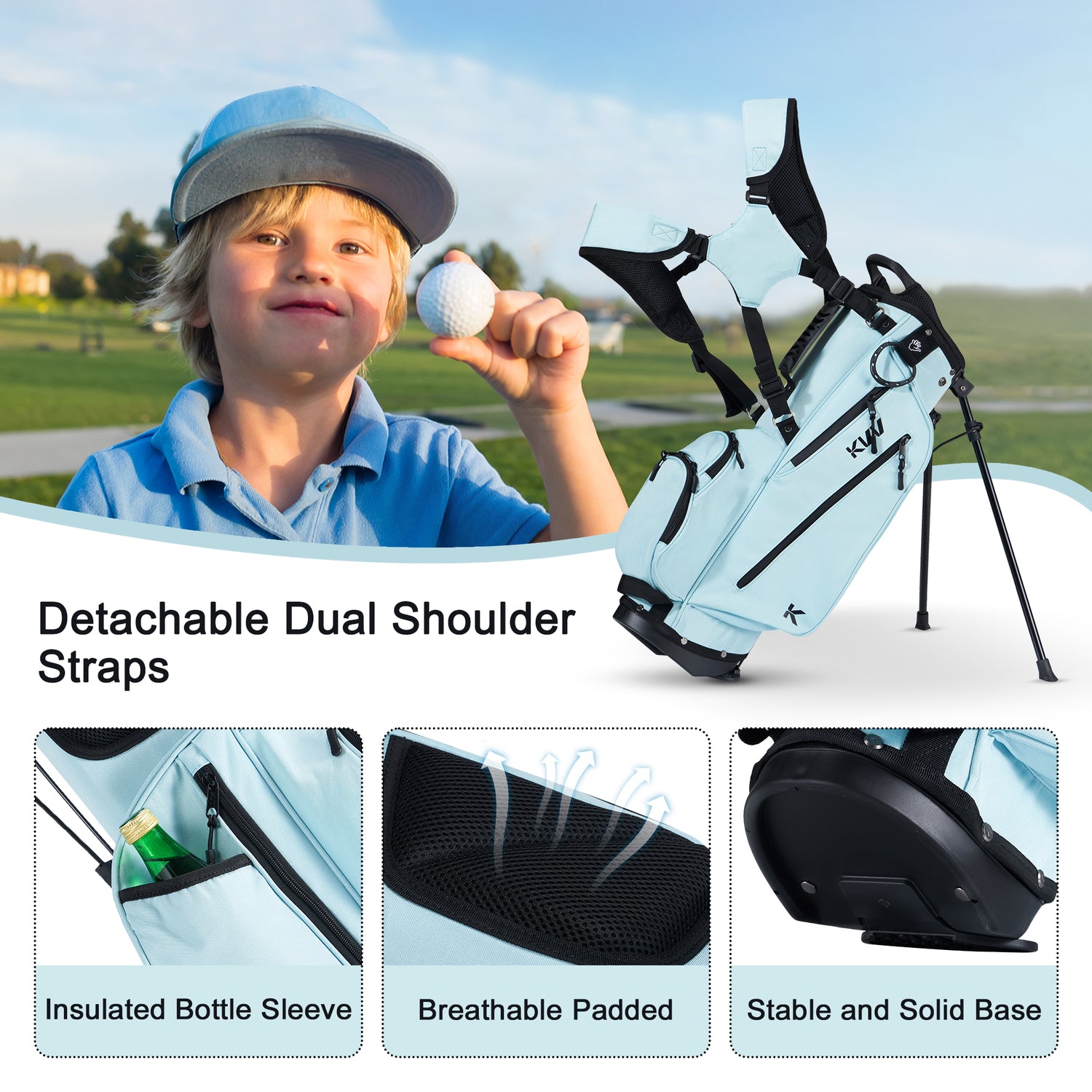 KVV Junior Golf Bag, Lightweight Golf Stand Bag for Young Players for Ages 4-6
