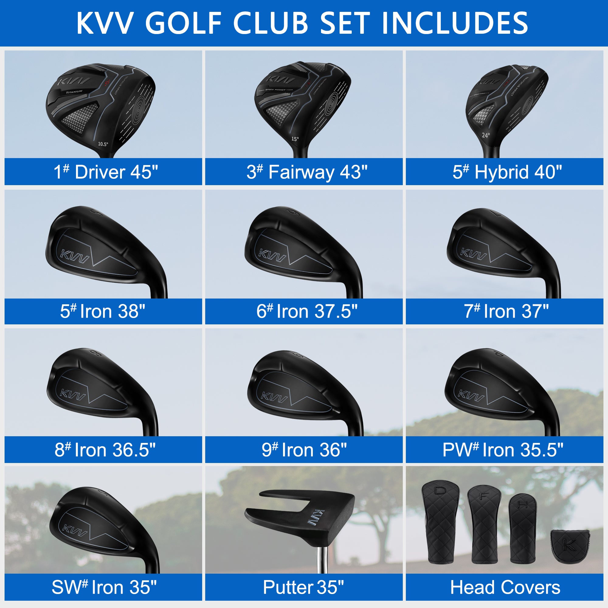 KVV Ultra Lightweight Club Set with Graphite Shafts, Titanium