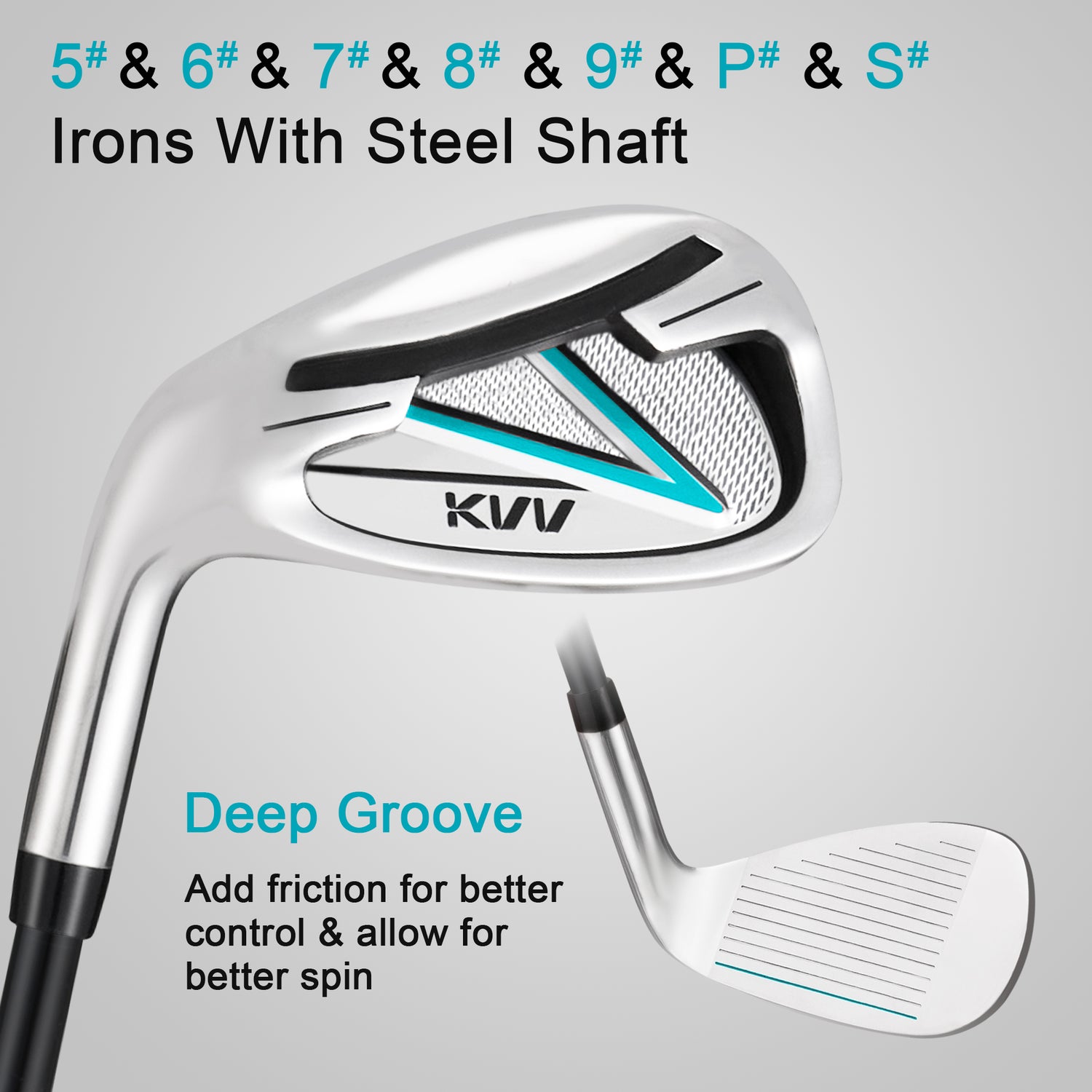 KVV Premium Left Hand Golf Club Set 11-Piece Set for Women, Including Driver, Fairway, Hybrid, 5#-P# Irons, Putter Steel Shaft Regular Flex Golf Clubs, Without Golf Bag