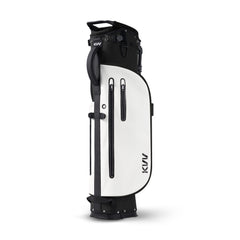 Black 5-way lightweight PU leather golf stand bag with 4 pockets and insulated cooler