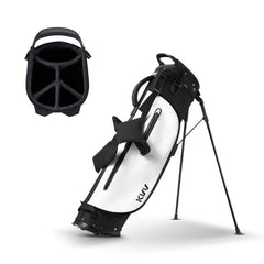 Sleek black golf stand bag 5-way divider velvet lined top for shaft protection