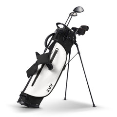 Black 4-pocket golf stand bag with insulated drink holder for 18-hole rounds