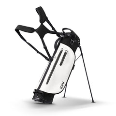 Black lightweight stand bag with cooler pocket and valuables pouch for walking golfers