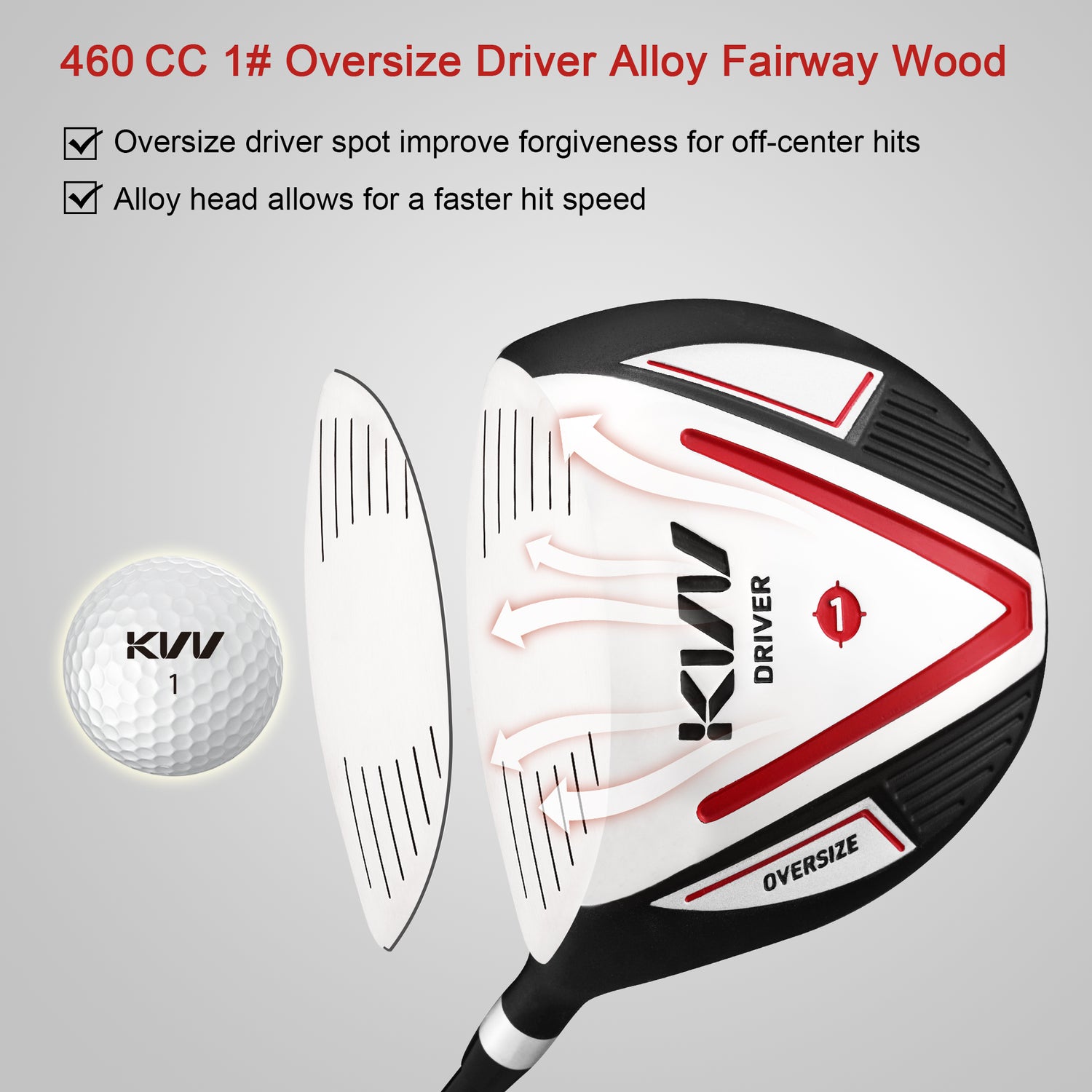 KVV Men's Golf Clubs Package Set, 11-Club Complete Set Without Stand Bag/7-Piece Irons (5~P#), Left Handed