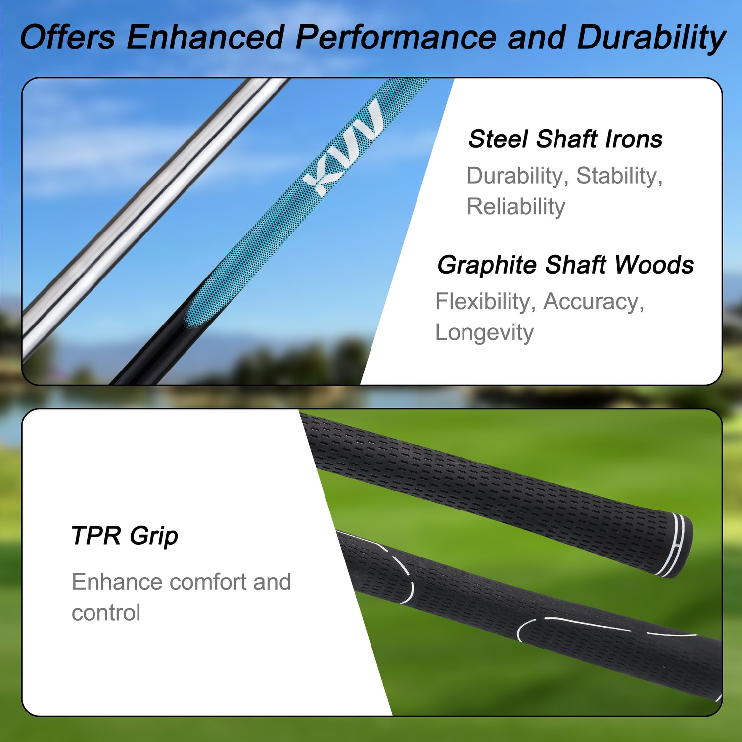 KVV Premium Left Hand Golf Club Set 11-Piece Set for Women, Including Driver, Fairway, Hybrid, 5#-P# Irons, Putter Steel Shaft Regular Flex Golf Clubs, Without Golf Bag