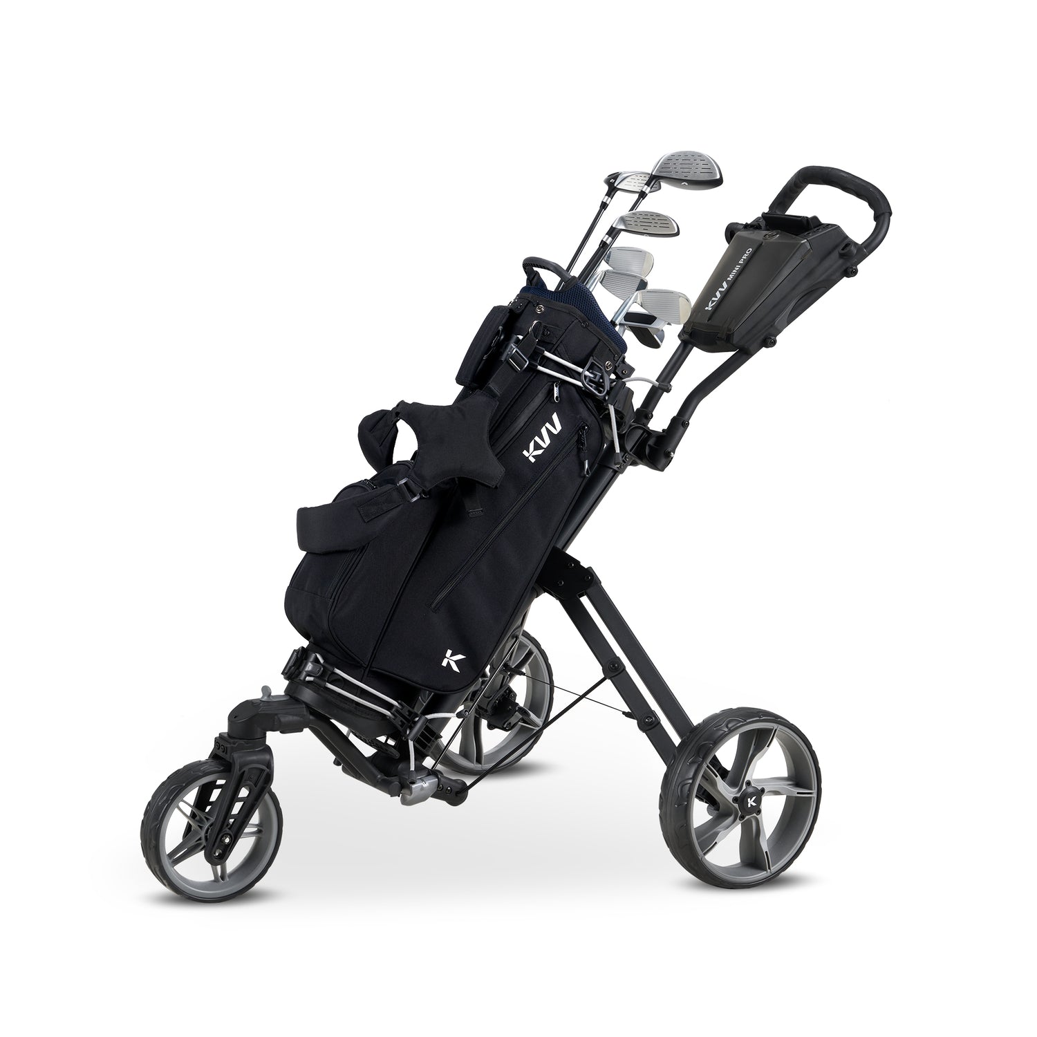 KVV Junior Golf Clubs Set Ages 9-12, Complete Kids Golf Set with Lightweight Stand Bag, Driver, Fairway, Hybrid, Irons, Wedge & Putter Right Handed for Girls & Boys (Black, Ages 9-12)