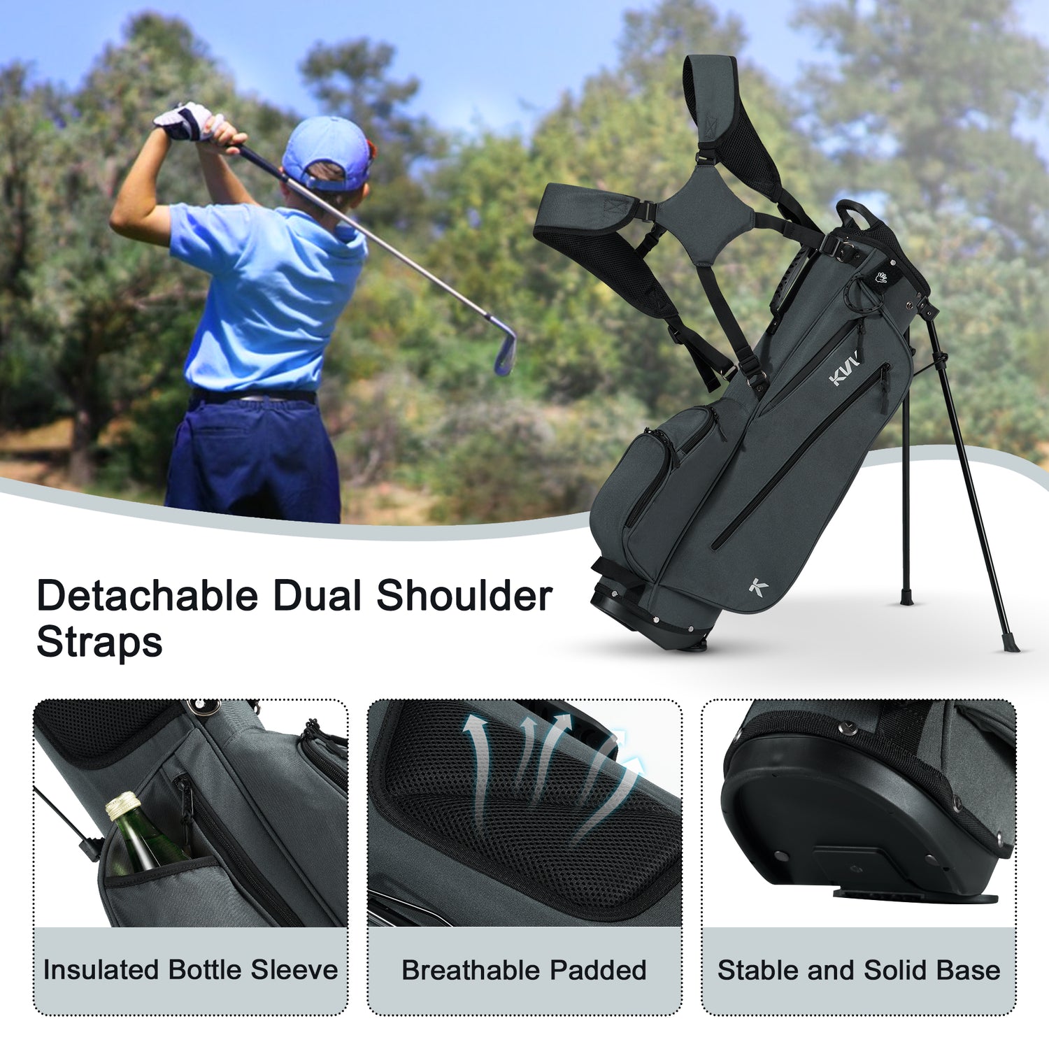 KVV Junior Golf Bag, Lightweight Golf Stand Bag for Young Players for Ages 8-12