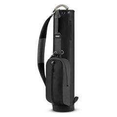 Black_vintage_PU_leather_golf_carry_bag_with_3_pockets_for_classic_style_on_course