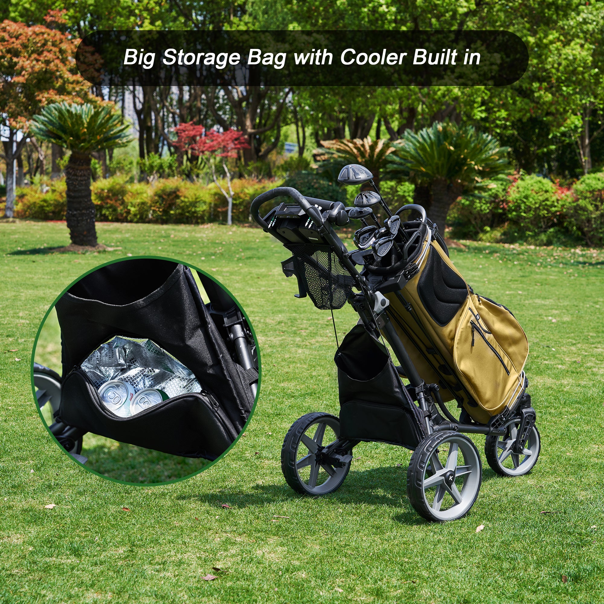 KVV Foldable Golf Push Cart GT302 With 360 Rotating Front Wheel