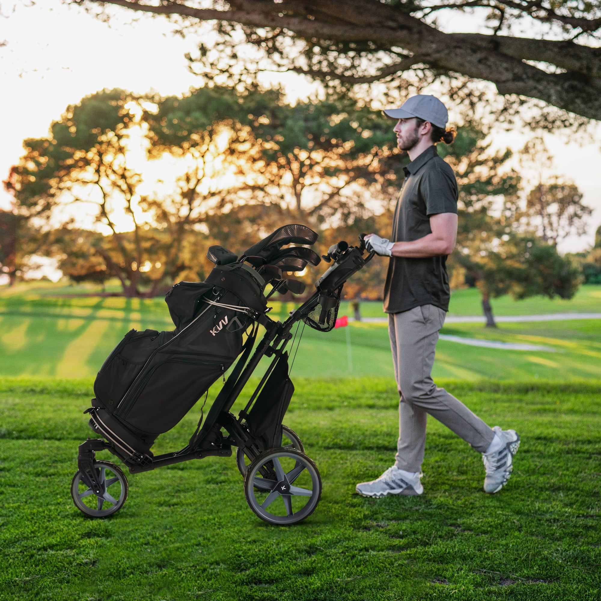 KVV Foldable Golf Push Cart GT302 With 360 Rotating Front Wheel