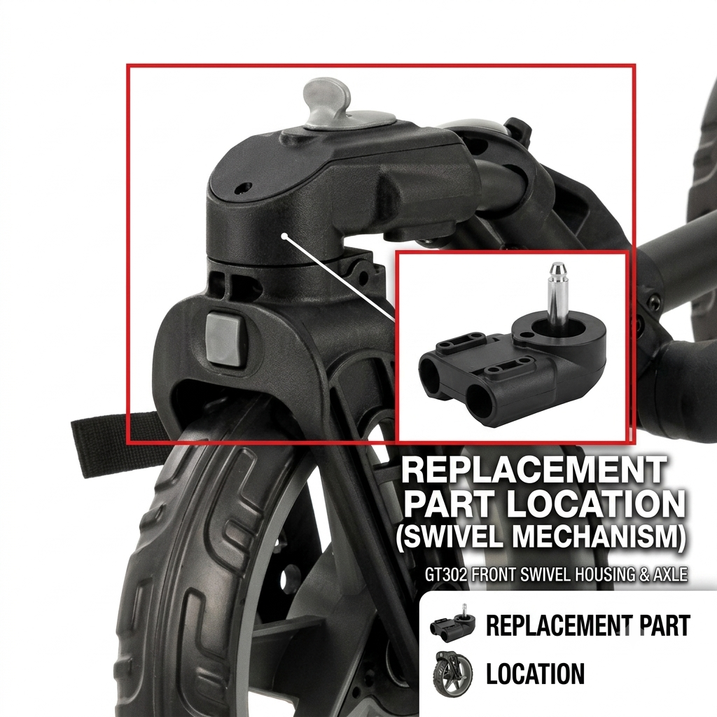 Replacement Front Wheel Swivel Mount Holder Axle for KVV GT302 Golf Push Cart