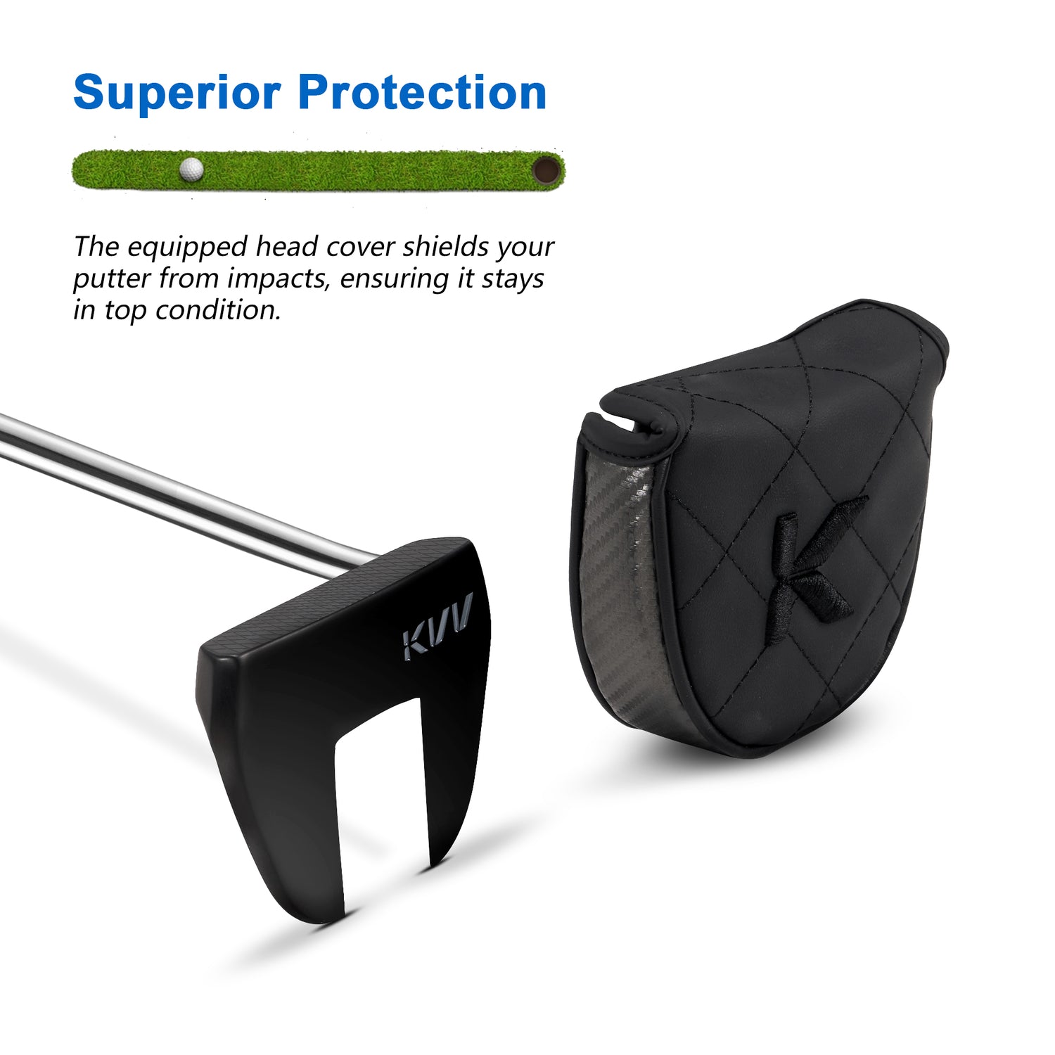 KVV Golf Putter for Man & Women, Right-Handed Golf Club Putter with Alignment Aid, Premium Grip and CNC Milled Face