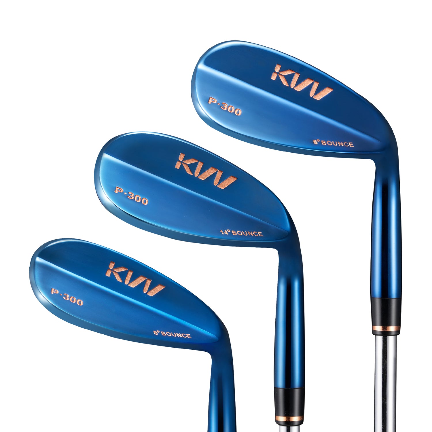 KVV Premium Golf Wedges with Ionized Blue PVD Finish - 52/56/60 Degree 3-Wedge Golf Set-Right-Handed, CNC Milled Face, Wedge Set for Men & Women