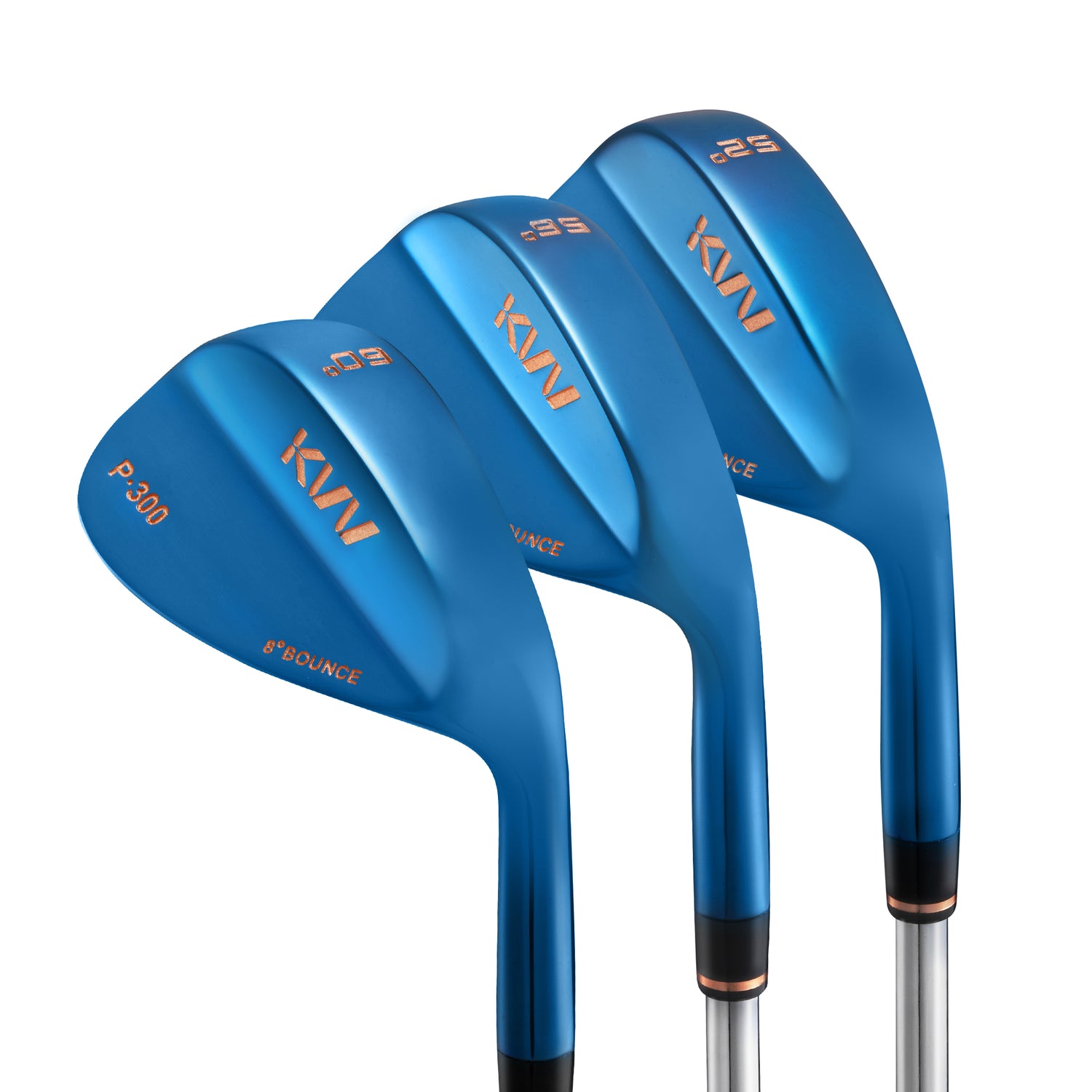KVV Premium Golf Wedges with Ionized Blue PVD Finish - 52/56/60 Degree 3-Wedge Golf Set-Right-Handed, CNC Milled Face, Wedge Set for Men & Women