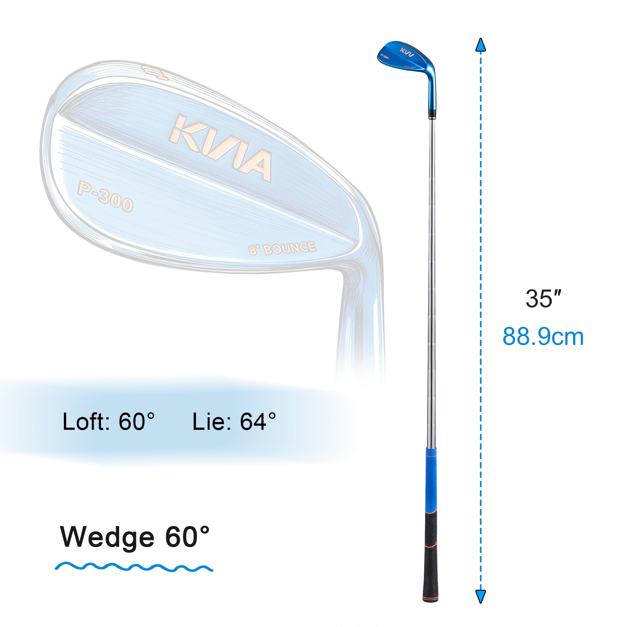 KVV Premium Golf Wedges with Ionized Blue PVD Finish - 52/56/60