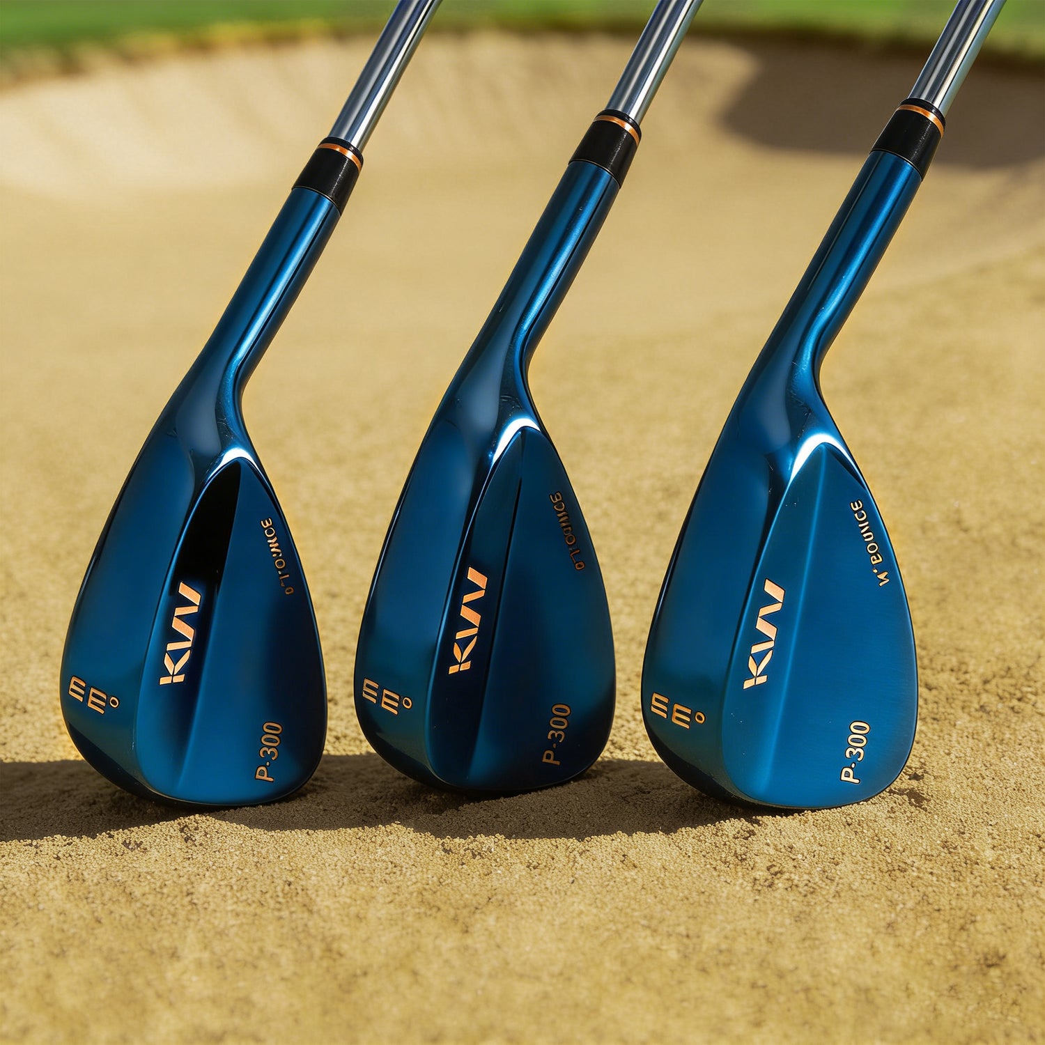 KVV Premium Golf Wedges with Ionized Blue PVD Finish - 52/56/60 Degree 3-Wedge Golf Set-Right-Handed, CNC Milled Face, Wedge Set for Men & Women
