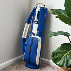 Blue PU leather retro golf bag lightweight durable alternative to Mackenzie