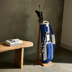 Stylish blue vintage golf bag with 2 pockets for organized club storage