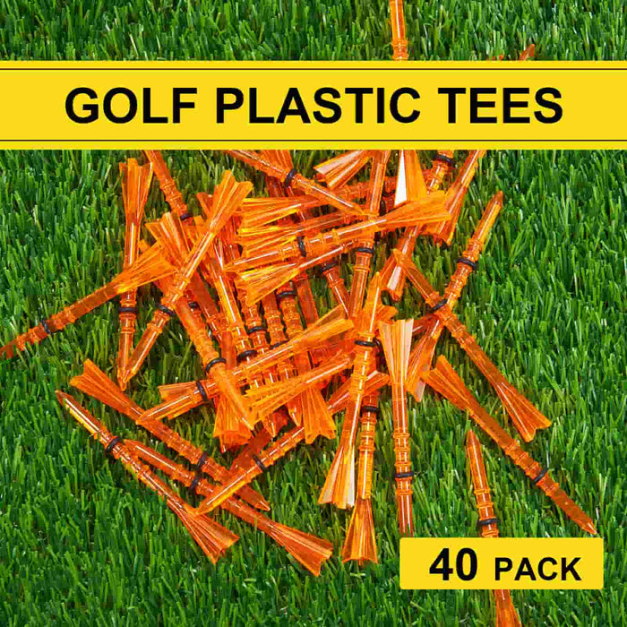 KVV 3-1/4" Adjustable Height Plastic Golf Tees 40 Value Pack 4-Prong Tees