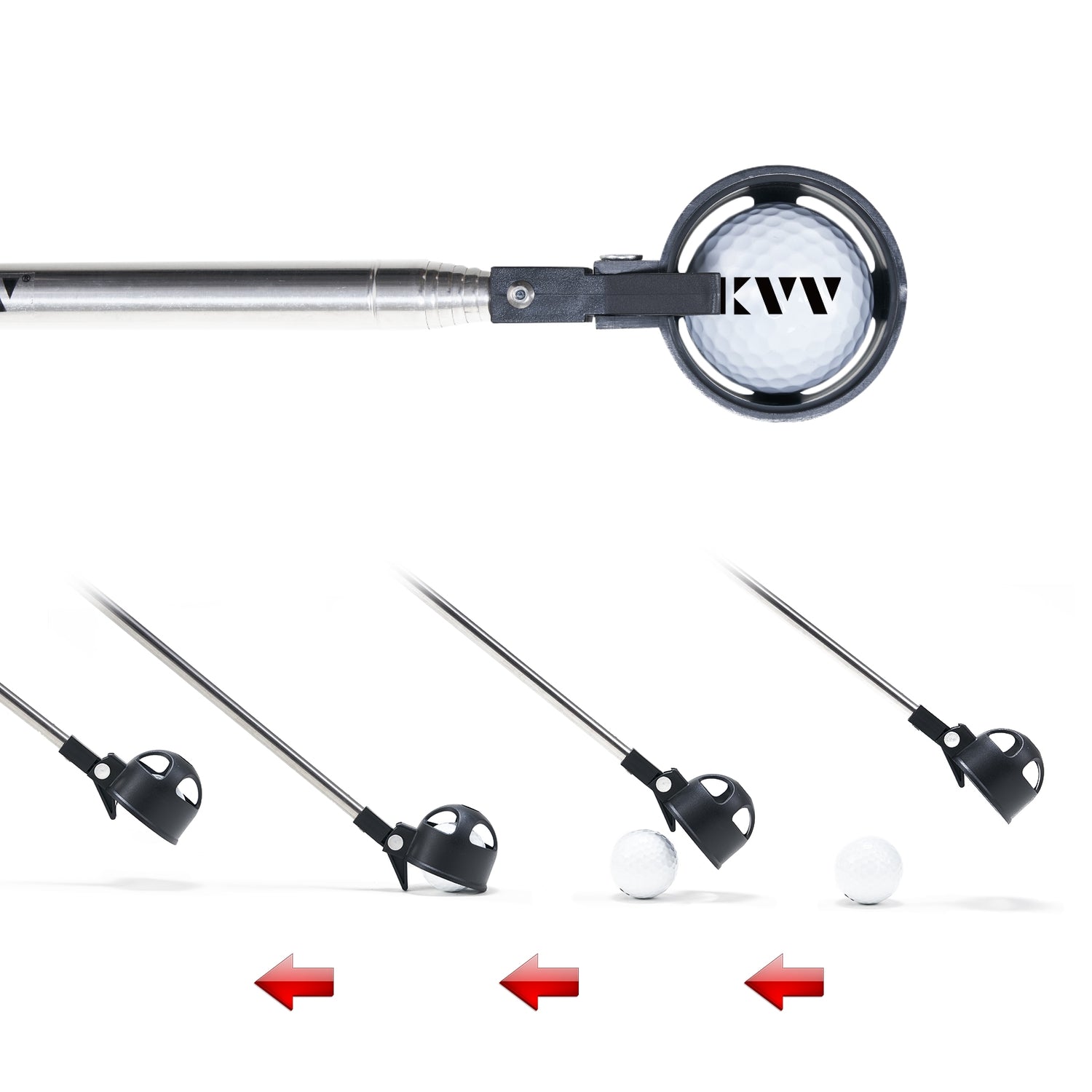 KVV Golf Ball Retriever Telescopic, Stainless Extended Stick